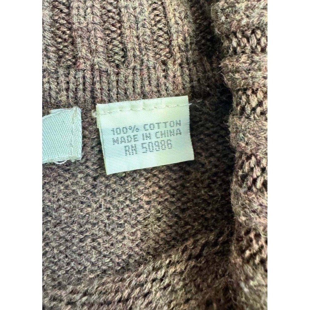 Pria Vintage 100% Cotton Turtleneck Sweater Chocolate Brown Preppy Old Money M - Picture 4 of 4